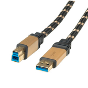 Kabel za Printer USB3.0,  A/B M/M, 3.0m, crno/zlatni